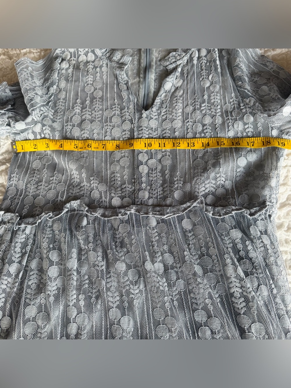Sundance Dusty Blue Lace Tiered Midi Dress Size Large - Picture 8 of 12